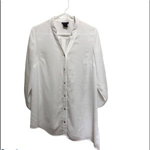 New directions white asymmetrical button blouse
